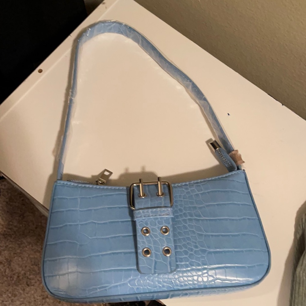 BABY BLUE CROC SHOULDER BAG